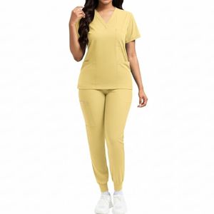 Conjunto de Uniforme Médico Profesional para Enfermeras, Uniformes de Hospital de Manga Corta con Colores Personalizados, Trajes Quirúrgicos Transpirables de Algodón y Poliéster - Product Image 5