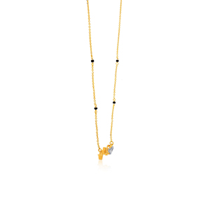 Collier Cœur en Diamant Plaqué Or 18K pour Femme, Chaîne en Or Jaune avec Perles Noires et Design Pulsé, Idéal pour un Usage Quotidien Romantique - Product Image 2
