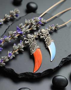 Ágata Piedra Natural Ojo de tigre Lobo Diente Cristal Plata antigua Colgante Venta al por mayor Mejor calidad Collar de piedras preciosas curativas - Product Image 4