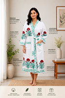 Peignoir en coton gaufré imprimé indien, robe kimono florale de luxe, doux, grande taille, pyjama d'hôtel et de spa, vente en gros