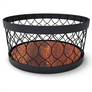 Panier de rangement en fil métallique noir pour cuisine, corbeille à fruits ouverte pour comptoir, organisateur de garde-manger, panier à pain - Product Image 5