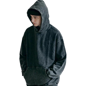 Sweat à capuche oversize délavé vintage 400 GSM, effet délavé à l'acide, streetwear, vierge, personnalisable, unisexe, en polaire polyester/coton avec poche - Product Image 6