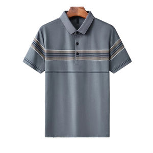 Polo de algodón 100% personalizado de primera calidad, camisa polo informal de manga corta a rayas para hombre, de verano, de corte regular. - Product Image 1