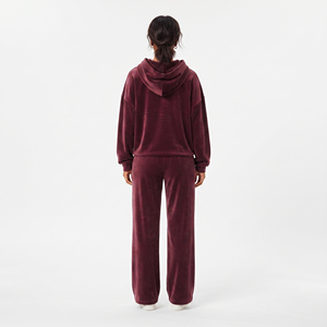 Survêtement ample en molleton pour femme, coupe décontractée, pantalon large en velours pleine longueur, 100 % coton, tenue d'hiver, survêtement à manches élastiques - Product Image 2