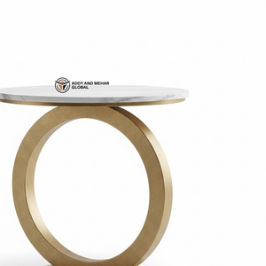 Nordic Style Ring Base Accent <b>Stool</b> Premium White Marble Side Table Contemporary Designer Vanity Pedestal - Product Image 2