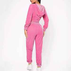 Survêtements d'hiver unisexes grande taille personnalisés, écologiques, légers, respirants, en velours, 2 pièces avec taille élastique et poches latérales - Product Image 5