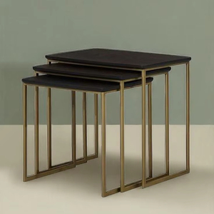 Modern Iron Nesting Table Set For Living Room Furniture <b>Space</b> Saving Design With Stylish Top Finish - Product Image 1