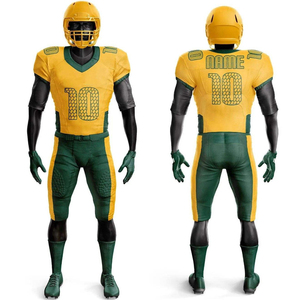 Ensemble de maillot et pantalon de football américain pour homme, jaune et vert, sublimé, respirant, ajusté, pour toutes les saisons, vêtements de sport - Product Image 4