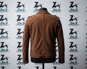 Premium Quality <b>Suede</b> Leather Biker <b>Jacket</b> Custom Branded Vintage Motorcycle Style Genuine Sheepskin Winter <b>Suede</b> Leather <b>Jacket</b> - Product Image 2