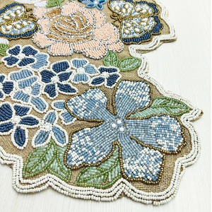 Floral Design Beaded Embroidered Wedding Table Runner for Hotels Banquets and Christmas Decor - Product Image 5