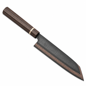 Cuchillo de Trinchar de Acero de Damasco y Cobre con Elegante Mango de Madera Wenge y Latón, Herramienta Profesional para Cocina y Camping, para Carne, Bricolaje, OEM - Product Image 1
