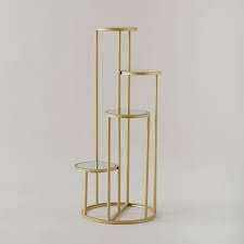 Support à fleurs moderne minimaliste en métal avec design circulaire pour plantes d'intérieur, décoration de la maison, finition dorée - Product Image 3