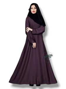 Women's Modest Long Sleeve Floor Length Abaya Solid Color Polyester Loose Fit High Neck Flared Hem Middle East Style Daily Wear - Product Image 5
