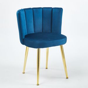 Set di 2 Sedie da Pranzo Moderne Blu con Schienale in Velluto Confortevole e Gambe in Tubo di Ferro Color Oro per Sala da Pranzo - Product Image 4