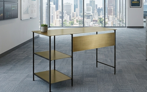 Modern Metal Office <b>Desk</b> Storage <b>Shelves</b> Rectangular Computer Workstation Freestanding Home Office Furniture - Product Image 4