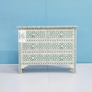 Cajón con Incrustaciones de Hueso de ILAHI, Diseño Moderno con Detalles de Ágata, Mueble Portátil para el Hogar - Product Image 3