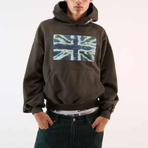 Vente en gros de sweats à capuche vintage décontractés à motif drapeau, 100% Coton, Écologiques, Confortables, Élégants, Coupe courte, Imprimés, Logo personnalisé, Coupe oversize - Product Image 1