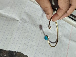 Handmade <b>Copper</b> Open Cuff Bracelet with Blue Quartz Stone Adjustable Boho <b>Bangle</b> Jewelry Wholesale - Product Image 6
