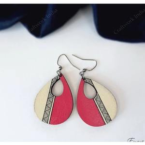 Pendientes Colgantes de Madera con Forma de Gota de Agua, Calidad de Exportación, Joyería Artesanal de Moda para Festivales y Eventos Sociales a Precio Descontado - Product Image 3