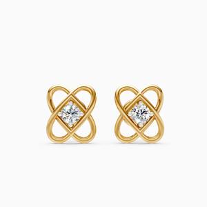 Boucles d'oreilles clous nœud infini avec diamants de laboratoire de 0,17 carat en or jaune 9K, or blanc, or rose - Product Image 3