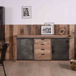 Vandana Autumn Form Industrial <b>sideboard</b> with sliding doors and wooden drawers, 180cm, Character - Product Image 1