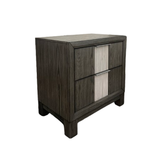 Mesita de noche clásica moderna de 2 cajones en gris oscuro y negro para dormitorio, hotel o sala de estar, muebles para el hogar - Product Image 3