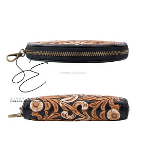 Porte-monnaie en cuir repoussé fait main, motif floral, avec fermeture éclair, porte-cartes, pochette à billets, style western cowgirl pour femme - Product Image 5