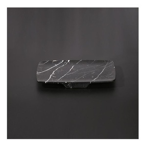 Black Marble Modern Rectangular Scenic Serving Tray with White Veining Movable Luxury Home <b>Decor</b> for Birthday and Baptism <b>Spring</b> - Product Image 1