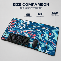 Tapis de bureau en caoutchouc à transfert thermique grand format, motif vague abstraite, design artistique fluide, imperméable, anti-rayures, tapis de souris pleine table