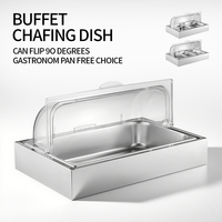 Nampan Sajian Persegi Panjang Stainless Steel Yurtrain dengan Kotak Es 9L, Nampan Makanan Buffet dengan Kompartemen untuk Menjaga Makanan Tetap Segar
