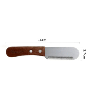 Cuchillo deslanador de acero inoxidable con mango de madera para mascotas, peine profesional para afeitar y desplumar pelo de gatos y perros, herramientas de aseo para mascotas - Product Image 2