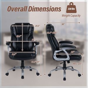 Chaise de bureau exécutive ergonomique noire avec dossier profilé, hauteur et inclinaison réglables pour le bureau à domicile - Product Image 4