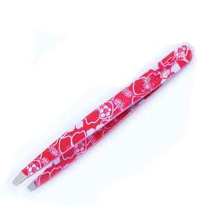 Pince à épiler pour sourcils avec revêtement en poudre rouge et impression florale, pour usage professionnel, idéale pour les acheteurs en gros, avec garantie de qualité. - Product Image 5