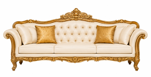 Conjunto de sofás dorados de lujo para la recepción de bodas Golden Grandeur, conjunto de sofás de madera dorada para la decoración del escenario de bodas, sofá para recepción, EE. UU. - Product Image 5