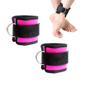 Sangles de cheville robustes en néoprène couleur anthracite, respirantes, unisexe, pour entraînements sur machine à câble, avec double anneau en D, manchons de jambe renforcés pour fessiers - Product Image 5