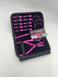 Kit de Herramientas para Extensiones de Cabello de Acero Inoxidable de Grado Quirúrgico, Color Rosa Intenso, con Logotipo Personalizado, Pinzas Reutilizables, Tijeras, Clips Metálicos - Product Image 2