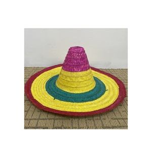 Traditional Mexican Straw Sombrero hats 60-62cm <b>head</b> circumference with Colored <b>Band</b> Party Accessory, Wall Decor restaurant - Product Image 4