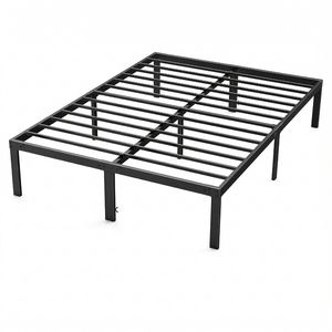 Estructura de Cama Resistente de Metal con Almacenamiento, Soporte de Láminas de Acero Industrial, Color Negro - Product Image 1