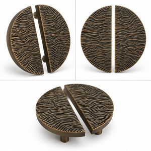 CRACKLE DOUBLE <b>DOOR</b> HANDLE HALF MOON CABINET PULL FURNITURE KNOB MODERN BRONZE FINISH DURABLE EASY INSTALLATION <b>WARDROBE</b> KRISHU - Product Image 2