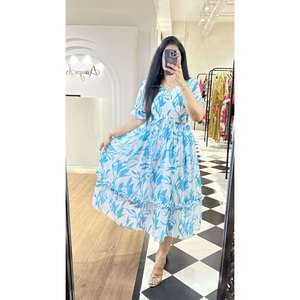 VESTIDO DE TRABAJO ESTAMPADO DIGITAL FANCY GEORGETTE SKY - Product Image 1