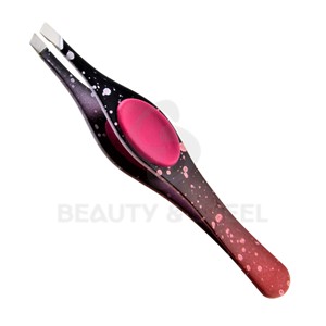 Pince à épiler noire à pointe inclinée pour les poils du visage, avec une poignée rose confortable au toucher doux et un corps durable résistant à la rouille - Product Image 2