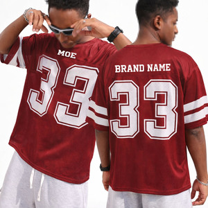 Maillot de football américain en maille rouge 100 % polyester respirant, personnalisable avec numéro, uniforme d'équipe, tenue d'entraînement, fournisseur OEM en gros - Product Image 4