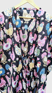 Women Floral <b>Kimono</b> Robe V Neck Half Sleeve Long Loungewear <b>Cover</b> <b>Up</b> With Drawstring - Product Image 5