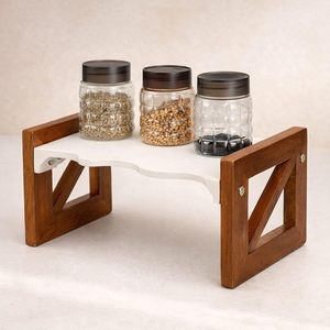 Modern Wood <b>Kitchen</b> Spice <b>Rack</b> Countertop Condiment Holder Pantry Organizer Freestanding Single Tier <b>Storage</b> - Product Image 2