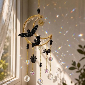Horror Theme Sun Catcher Metal And Crystal Hanging Decor For Halloween Party Home <b>Window</b> Spooky Gothic <b>Light</b> Catching Art Piece - Product Image 3