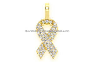 Pendentifs Ruban de Sensibilisation SHRAMAN DIAMOND en Or 14K Unisexe, Moissanite de Qualité Supérieure, Breloques de Bijoux Tendance de Luxe Personnalisées - Product Image 2