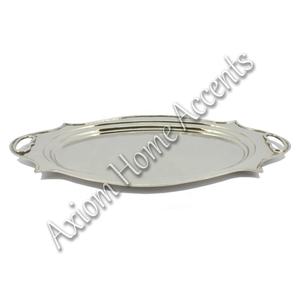 Axiom Home Accents Bandeja de latón moderna para mesa de fiesta de Navidad Bandeja de servicio de metal con acabado brillante - Product Image 1