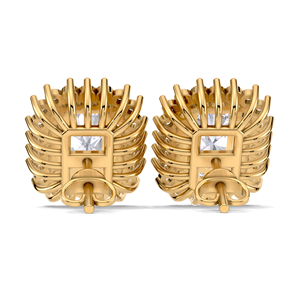 Boucles d'oreilles clous halo en diamant taille radiant 1,288 carats, monture octogonale en or jaune, blanc et rose 18 carats plaqué rhodium - Product Image 2