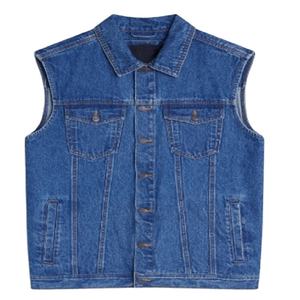 Gilet sans manches en jean vintage pour femme avec détails boutonnés, vêtement d'extérieur coupe-vent écologique de haute qualité - Product Image 1