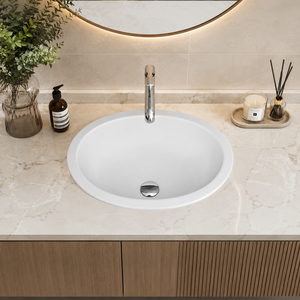 <b>PRIME</b> Modern Solid Bathroom Countertop Basin Polished Finish Counter Installation NSF Certified Oval Shape Single Hole - Product Image 3